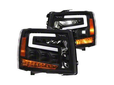 Tri-Pro LED Projector Headlights; Black Housing; Clear Lens (07-13 Silverado 1500)