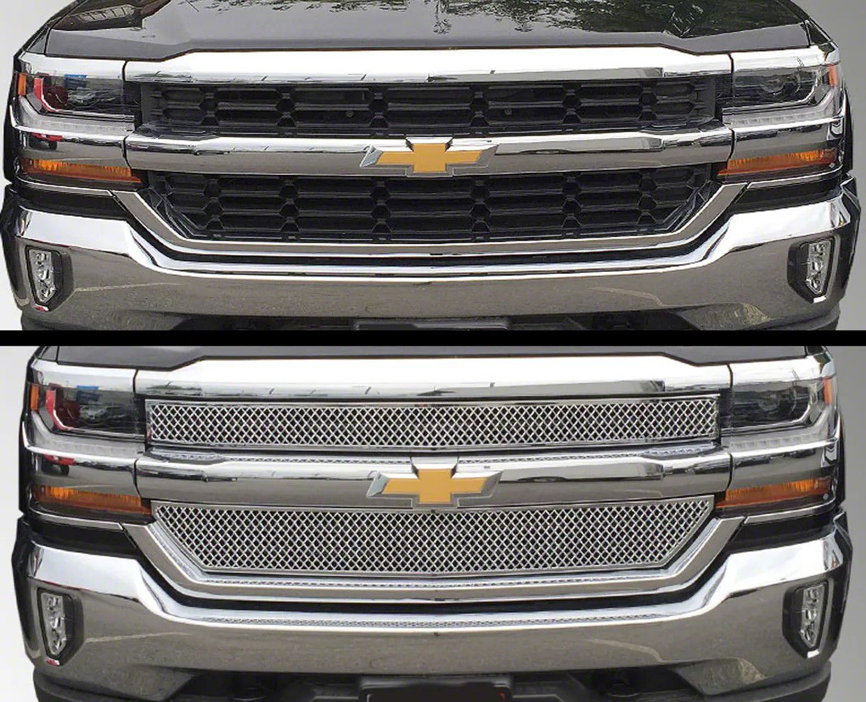 Silverado 1500 Upper Overlay Grille; Chrome (16-18 Silverado 1500 LS ...