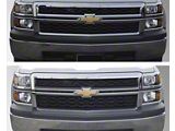 Chrome Delete Upper Overlay Grille; Gloss Black (14-15 Silverado 1500 LT, WT)