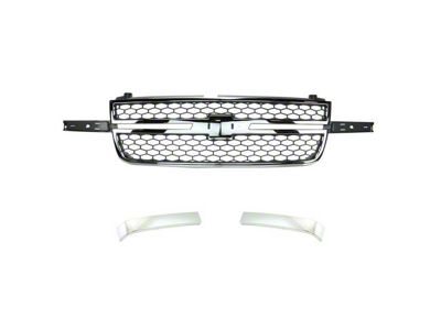 Upper Replacement Grille; Chrome and Gray (2006 Silverado 1500, Excluding SS)