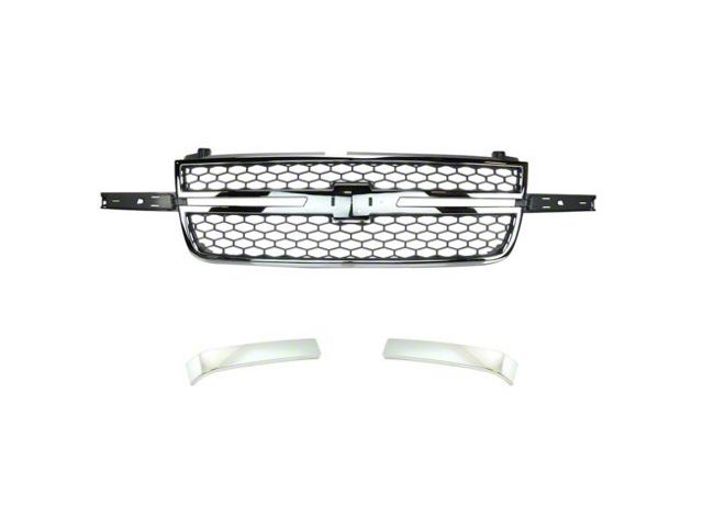 Upper Replacement Grille; Chrome and Gray (2006 Silverado 1500, Excluding SS)