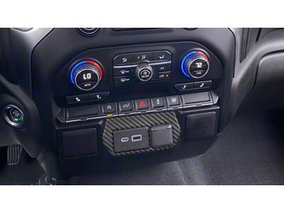 USB Center Dash Accent; Domed Carbon Fiber (19-21 Silverado; 2022 Silverado 1500 LTD)