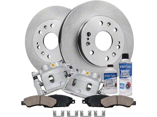 Vented 6-Lug Brake Rotor, Pad, Brake Fluid, Cleaner and Caliper Kit; Front (05-08 Silverado 1500 w/ Rear Drum Brakes)