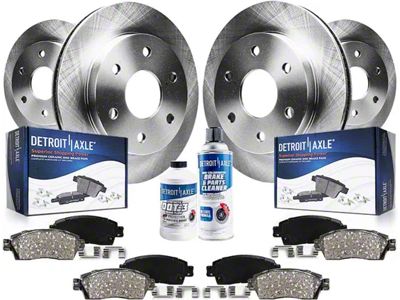 Vented 6-Lug Brake Rotor, Pad, Brake Fluid and Cleaner Kit; Front and Rear (14-18 Silverado 1500)