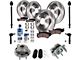 Vented 6-Lug Brake Rotor, Pad, Hub Assembly, Tie Rod, Brake Fluid and Cleaner Kit; Front and Rear (07-13 4WD Silverado 1500 w/ Rear Disc Brakes)