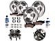 Vented 6-Lug Brake Rotor, Pad, Brake Fluid, Clear and Wheel Hub Assembly Kit; Front and Rear (07-13 2WD Silverado 1500 w/ Rear Disc Brakes)