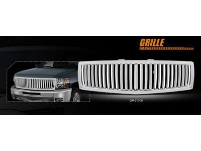 Vertical Fence Style Upper Replacement Grille; Chrome (07-13 Silverado 1500)