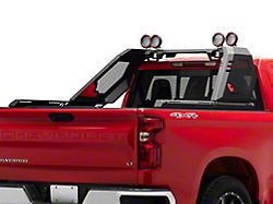 Vigor Roll Bar with 5.30-Inch Red Round Flood LED Lights; Black (07-25 Silverado 1500)