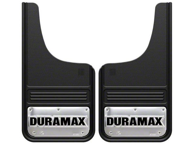 12-Inch x 23-Inch Mud Flaps with Duramax Logo; Front or Rear (Universal; Some Adaptation May Be Required)