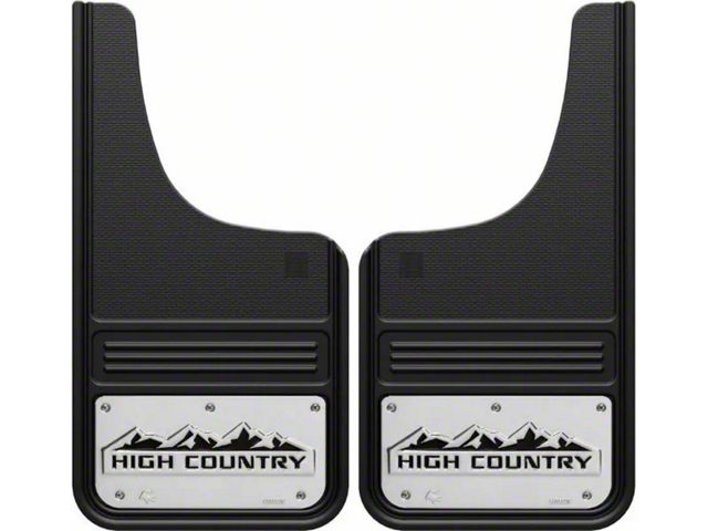 12-Inch x 23-Inch Mud Flaps with High Country Logo; Front or Rear (Universal; Some Adaptation May Be Required)