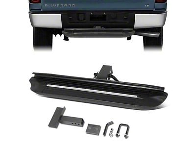 2-Inch Receiver Hitch Square Step Bar; Black (Universal; Some Adaptation May Be Required)