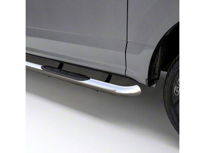 3-Inch Round Side Step Bars; Polished Stainless (07-19 Silverado 2500 HD Extended/Double Cab)