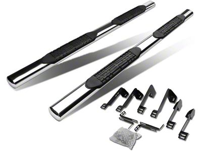 4-Inch Nerf Side Step Bars; Stainless Steel (07-14 Silverado 2500 HD Crew Cab)