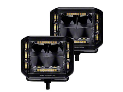 Go Rhino 4-Inch x 3-Inch Blackout Combo Series LED Light Pods; Spot and Flood Beam (Universal; Some Adaptation May Be Required)