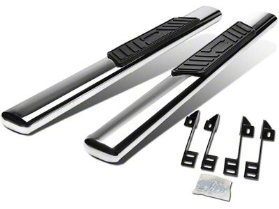 5-Inch Straight Nerf Side Step Bars; Stainless Steel (07-14 Silverado 2500 HD Regular Cab)