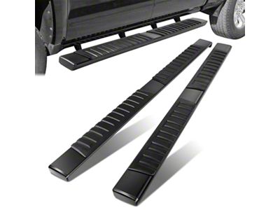 6-Inch Wide Flat Running Boards; Black (07-19 6.0L Silverado 2500 HD Crew Cab)