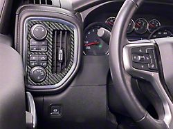 A/C Vent and Headlight Control Accent Trim; Domed Carbon Fiber (20-24 Silverado 2500 HD)