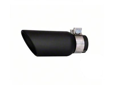 Angled Cut Rolled End Round Exhaust Tip; 4-Inch; Black (Fits 2.75-Inch Tailpipe)