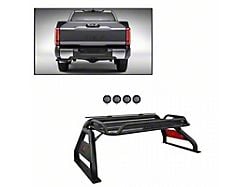 Atlas Roll Bar with 5.30-Inch Black Round Flood LED Lights; Black (07-25 Silverado 2500 HD)