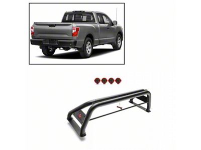 Atlas Roll Bar with 7-Inch Red Round LED Lights; Black (07-24 Silverado 2500 HD)