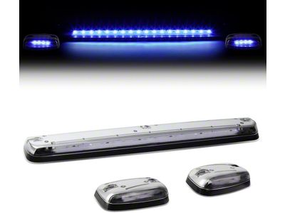 Blue LED Roof Cab Lights; Chrome (07-13 Silverado 2500 HD)