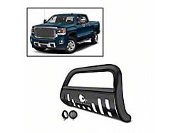 Bull Bar with 5.30-Inch Black Round Flood LED Lights; Black (11-19 Silverado 2500 HD)