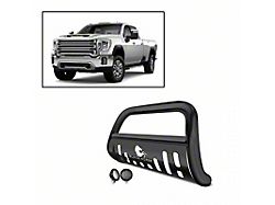 Bull Bar with 5.30-Inch Black Round Flood LED Lights; Black (20-24 Silverado 2500 HD)