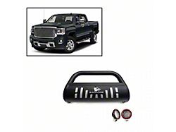 Bull Bar with 5.30-Inch Red Round Flood LED Lights; Black (11-19 Silverado 2500 HD)