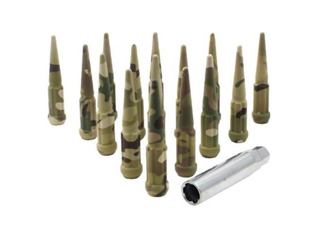 Camo Spike Lug Nut Kit; 14mm x 1.5; Set of 32 (07-24 Silverado 2500 HD)