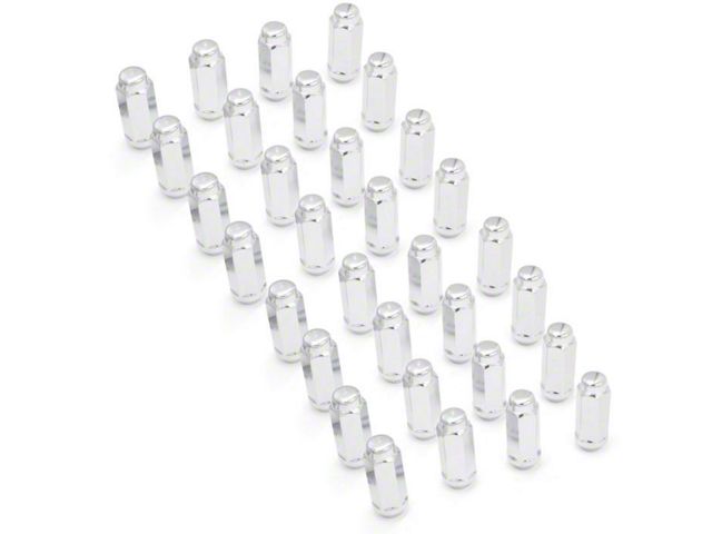 Chrome Bulge Acorn Lug Nut Kit; 14mm x 1.5; Set of 32 (07-24 Silverado 2500 HD)