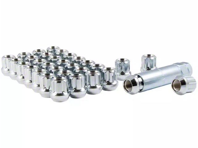 Chrome Open End Spline Lug Nuts; M14 x 1.5; Set of 32 (07-24 Silverado 2500 HD)