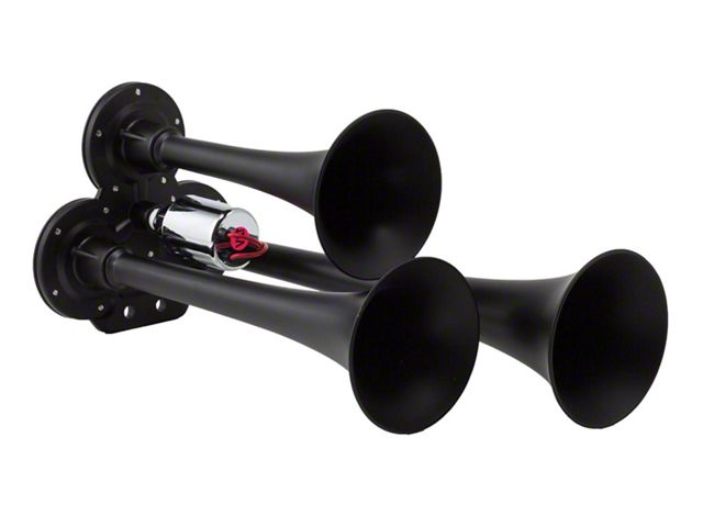 Compact Triple Air Horn System; Black; Zinc Alloy (Universal; Some Adaptation May Be Required)