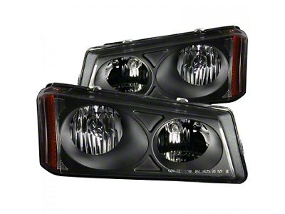 Crystal Headlights; Black Housing; Clear Lens (03-06 Silverado 2500 HD)