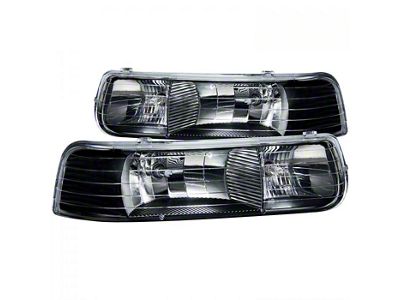 Crystal Headlights; Black Housing; Clear Lens (01-02 Silverado 2500 HD)