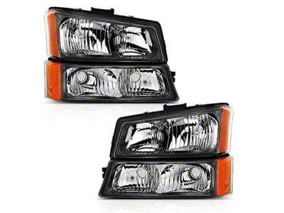 Crystal Headlights; Black Housing; Clear Lens (03-06 Silverado 2500 HD)