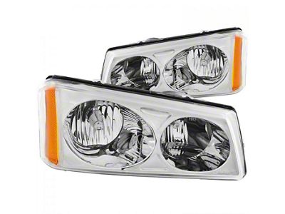 Crystal Headlights; Chrome Housing; Clear Lens (03-06 Silverado 2500 HD)