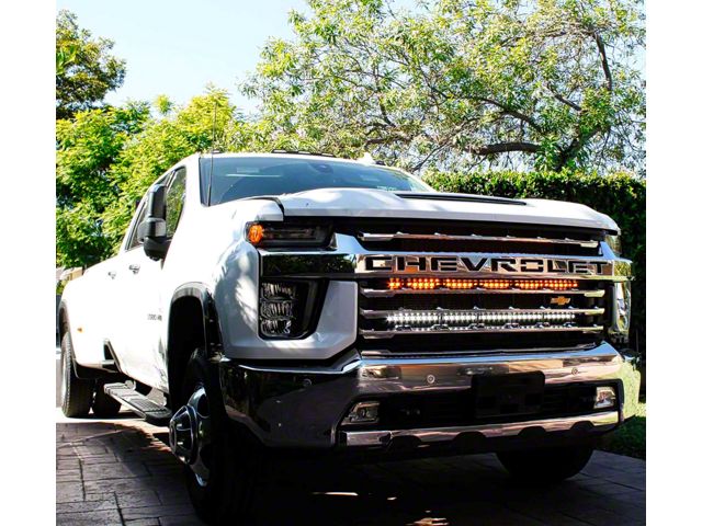 Dual 40-Inch White and Amber LED Light Bars with Grille Mounting Brackets (20-24 Silverado 2500 HD)