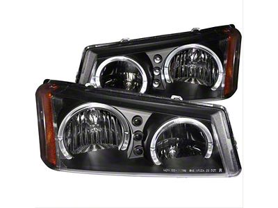 Dual Halo Crystal Headlights; Black Housing; Clear Lens (03-06 Silverado 2500 HD)