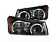 Dual Halo Crystal Headlights; Black Housing; Clear Lens (03-06 Silverado 2500 HD)