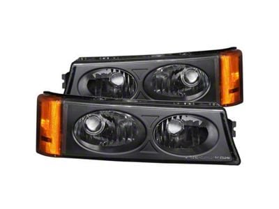 Euro Style Parking/Turn Signal Lights; Black (03-06 Silverado 2500 HD)