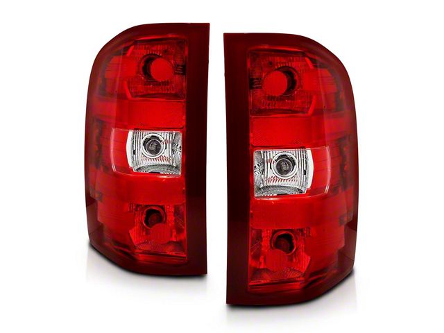 Euro Style Tail Lights; Chrome Housing; Red Lens (07-14 Silverado 2500 HD)