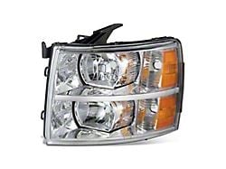 Factory Style Headlight; Chrome Housing; Clear Lens; Driver Side (07-14 Silverado 2500 HD)