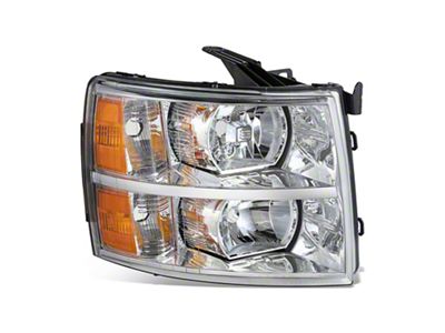 Factory Style Headlight; Chrome Housing; Clear Lens; Passenger Side (07-14 Silverado 2500 HD)