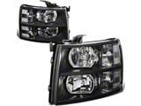 Factory Style Headlights with Clear Lens; Black Housing; Clear Lens (07-14 Silverado 2500 HD)