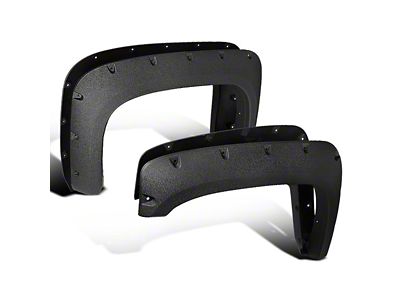 Rivet Style Fender Flares; Front and Rear; Textured Black (07-13 Silverado 2500 HD)