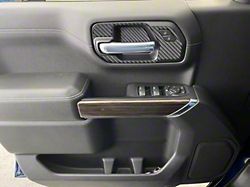 Front Door Handle Surround Accent Trim; Domed Carbon Fiber (20-25 Silverado 2500 HD)