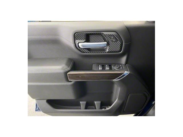 Front Door Handle Surround Accent Trim; Domed Matte Carbon Fiber (20-24 Silverado 2500 HD)