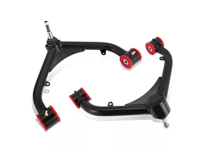 Front Upper Control Arms for 2 to 4-Inch Lift; Black/Red (07-10 Silverado 2500 HD)