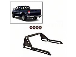 Gladiator Roll Bar with 5.30-Inch Red Round Flood LED Lights; Black (07-25 Silverado 2500 HD)