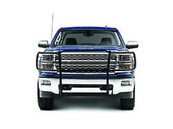 Grille Guard with 5.30-Inch Black Round Flood LED Lights; Black (15-19 Silverado 2500 HD)